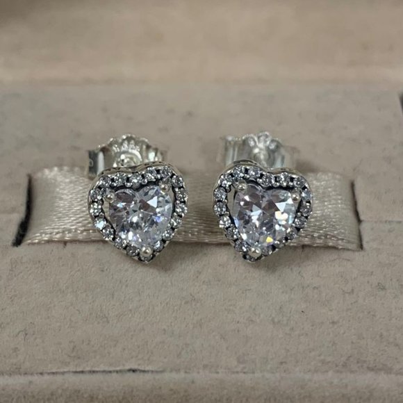 Pandora Elevated Heart Stud Earrings - Picture 1 of 4